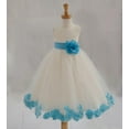 thumbnail image 3 of Ekidsbridal Satin Ivory Turquoise Tulle Rose Petal Flower Girl Dress Christmas Party Bridesmaid Holiday Wedding Pageant Birthday 302T M, 3 of 3