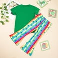 thumbnail image 4 of newwalpole Toddler Baby Girl St Patrick's Day Outfit Irish Day Sweatshirt Clover Charm Shirt Tops+Shamrock Bell Bottom Pants Set Green for Size 4-5 Years, 4 of 7
