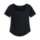 thumbnail image 1 of Gibobby Playera de Verano para Mujer Camiseta verano para mujer, informal, holgada, cuello redondo, manga corta, fondo curvo, Color sólido(Negro,G), 1 of 4