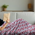 thumbnail image 3 of Abstract Soft Flannel Fleece Throw Blanket, Repetitive Waves Bicolored Japanese Style Composition Illustration, Cozy Plush for Indoor and Outdoor Use, 50" x 60", Pale Sky Blue Dark Pink, by Ambesonne, 3 of 5