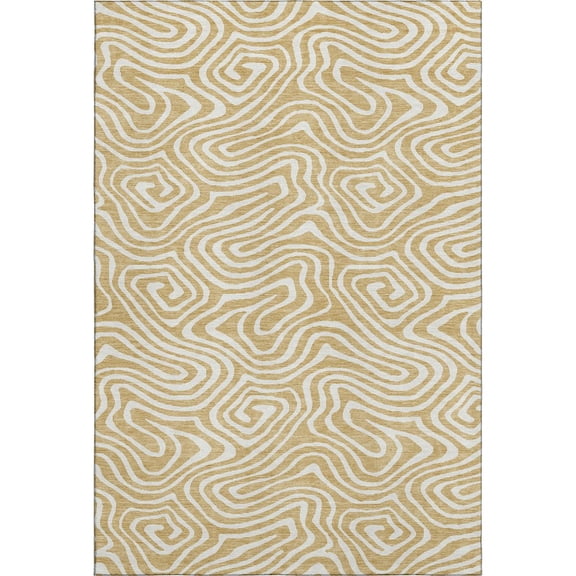 Addison Rugs Mayfield Premium Machine Washable Transitional Swirls Gold Rectangle Rug, 8' x 10'
