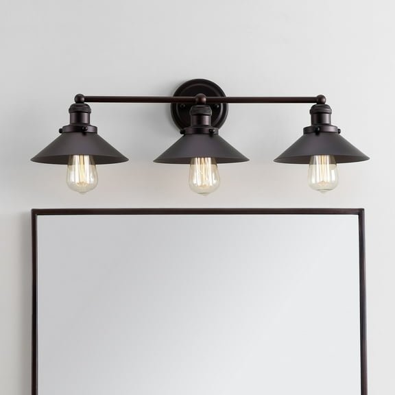 JONATHAN Y July 26.5" 3-Light Industrial Farmhouse Metal Vanity Light, Oil Rubbed Bronze