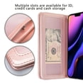 thumbnail image 3 of For Apple iPhone 12/12 Pro Case, Leather Wallet Case Kickstand Phone Case for iPhone 12/12 Pro - Glitter Rose Gold, 3 of 6