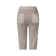 thumbnail image 5 of JJHGVB Cotton Linen Capris for Women High Waisted Pleated Beach Cropped Trousers Women Linen Shorts Cotton Linen Pants Below the Knee Wide Leg Elastic Waist Beach Boho Pants Bermuda Shorts Khaki 3XL, 5 of 6