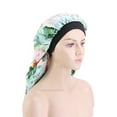 thumbnail image 6 of Walbest Floral Satin Sleep Cap for Long Hair, Satin Sleep Bonnet Extra Large Sleeping Head Cover Wide Band Night Sleep Hat Hair Loss Cap for Women Braids Dreadlock Cap Curly Hair Care, 6 of 7