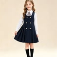 thumbnail image 2 of Girls Dresses Size 10-12 School Uniform Sleeveless Jumper Dress Crew Neck A-Line Trendy Pleated Dress Royal Blue, 2 of 6