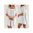 thumbnail image 2 of LMLYSoH Women Flower Mini Dress Loose Frill Trim Square Neck Short Sleeve Casual Short Dress for Summer, 2 of 9