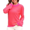 thumbnail image 1 of Gibobby Sueter Para Mujer Invierno Punto De Mujer De Punto Con Cuello Redondo Y Manga Larga A En Contraste(Rosa caliente,XG), 1 of 4