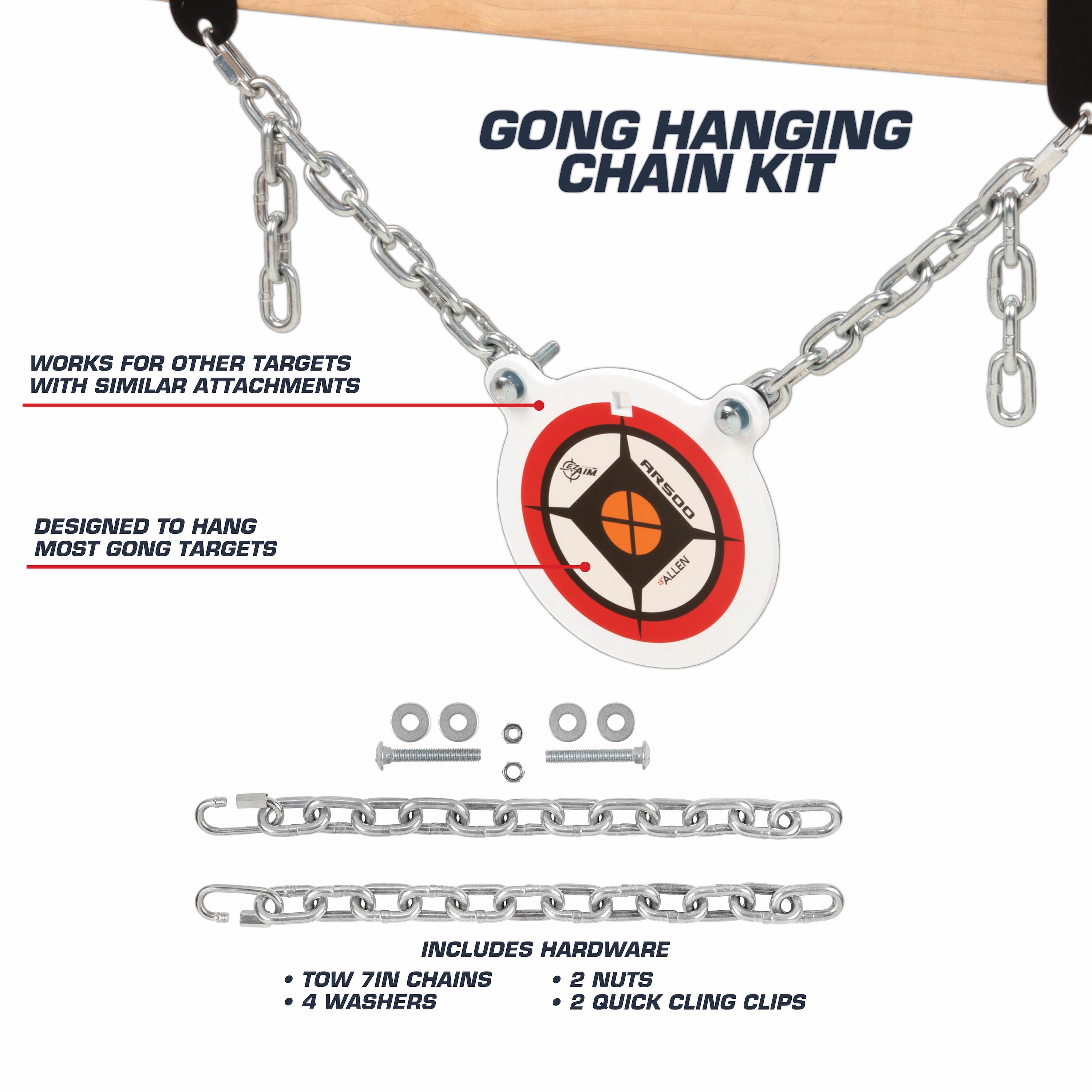 Ez Aim Gong Target 7" Chain Kit by Allen Company, 2-Pack, Steel