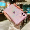 thumbnail image 3 of Compatible for iPhone 11 Clear Case, Cute Glitter Heart Rainbow Laser Holographic Bling Pattern Case for Women Girls Soft TPU Shockproof Camera Protective - Pink, 3 of 11