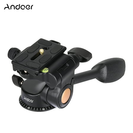 Andoer Q08 Video Tripod Ball Head 3-way Fluid Head Rocker Arm with Quick Release Plate for DSLR Camera Tripod