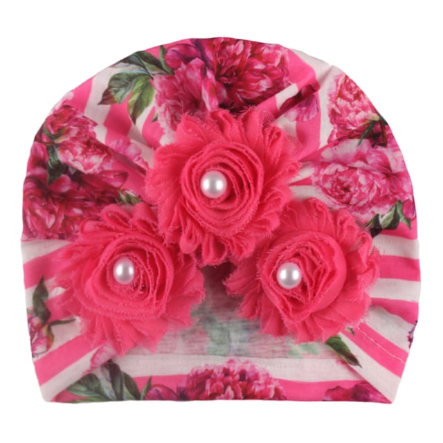 MIASHUI Turban Extensible pour Tout-Petits Garçon Fille Imprimé Floral Bandeau, Rose Vif, Taille Unique