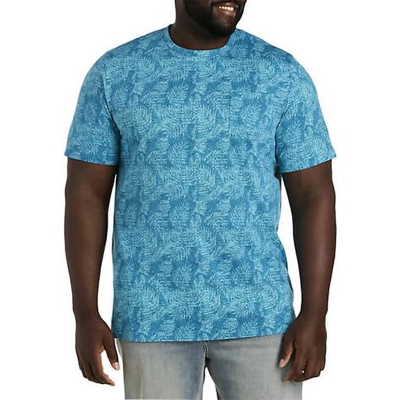Leaf Print Pocket T-Shirt Blue Multi 5XL