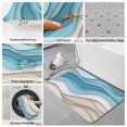 thumbnail image 6 of Aqua Beige Ombre Bath Mat 3 Piece Bathroom Rug Set, Modern Abstract Moire Art Geometric Non Slip Bath Rug Contour Mat and Toilet Lid Cover, Absorbent Shower Mats Soft Bath Rugs and Mats Sets, 6 of 8