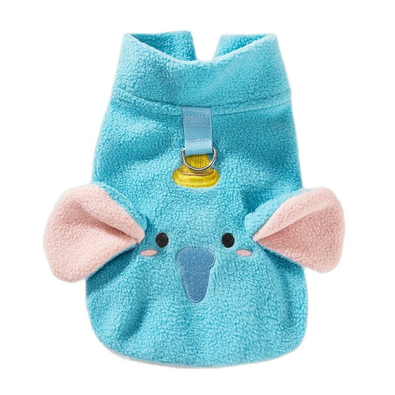 Harikaji Small Dog Sweater Coat, Fuzzy Plush Winter Jacket Coat with D-Ring, Pet Cosplay Costume Soft Warm Pullover Vest Puppy Clothes Cold Weather Chihuahua Doggie Apparel Blue XS