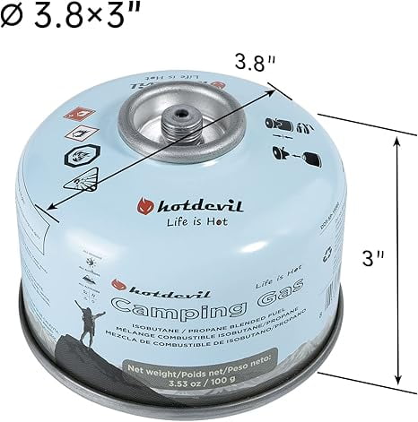 Isobutane Fuel Canister - Butane Propane Blend - 100g (6 Pack) - Camping Stove Fuel - All Season, High Performance, Universal Fit