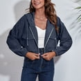 thumbnail image 2 of Vedolay Blazer Jackets for Women Plus Size Open Front Cardigans Soft Draped Ruffle Shrugs Navy,M, 2 of 4