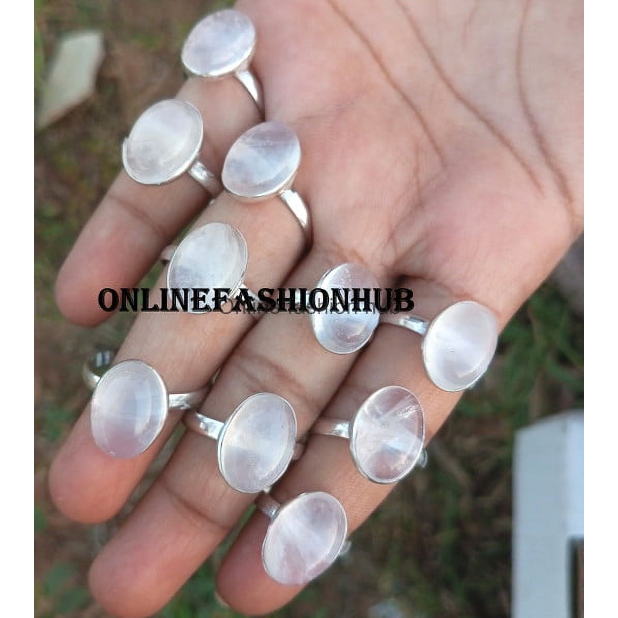Rose Quartz Gemstone 925 Sterling Silver Plated Handmade Ring 25 Pcs
