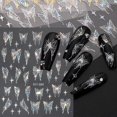 thumbnail image 4 of 3D Holographic Butterfly Nail Art Sticker 4 Sheets Laser Shiny Butterflies Nail Charms Spring Nail Art Decoration Gold Bronzing Star Self Adhesive Nai, 4 of 4