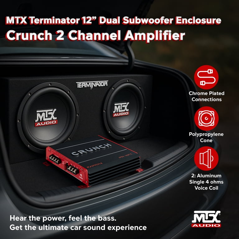 Crunch 2-Channel Car Amplifier & MTX 12-In Dual Loaded Subwoofer