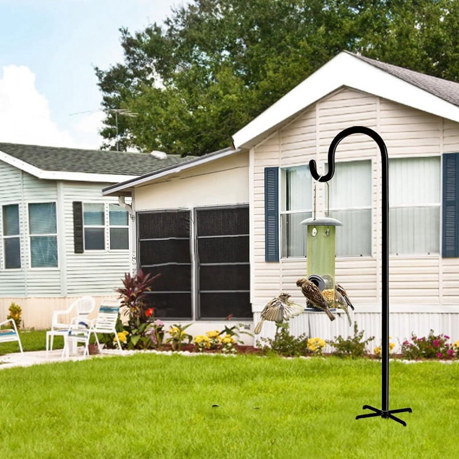 Outdoor Shepherd Hook, Bird Feeder Pole Holder, Garden Hanging Stakes for Solar Plant Hanger Wedding Decoration