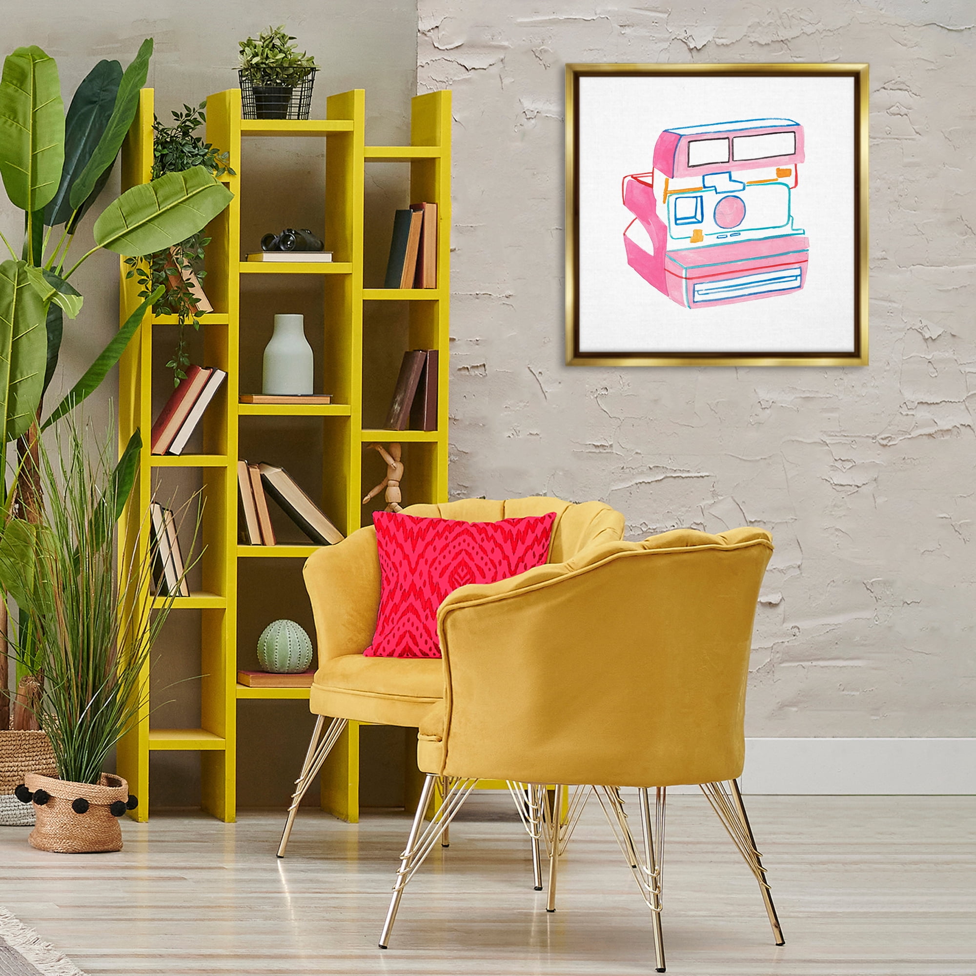 Stupell Industries Retro Film Camera Novelty Painting Gold Floater Framed Art Print Wall Art, 25 x 25