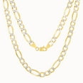 thumbnail image 5 of Nuragold 14k Real Yellow Gold Figaro Link 5.5mm Diamond Cut Two Tone Pave Chain Necklace (16"-30") Italian Jewelry for Men & Women, 5 of 9