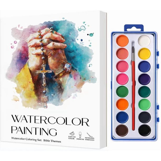 Libro para colorear de versículos bíblicos en acuarela para adultos: arte inspirador con consejos paso a paso sobre acuarela para mezclar, sombrear y superponer colores | Papel grueso que no traspasa