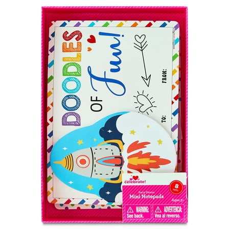 Classroom Exchange Cards with Mini Notepad Party Favors, Multicolor, 8 Count, Valentine's Day by Way To Celebrate