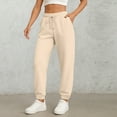 thumbnail image 2 of dGslk Women's High Waist Sweatpants with Drawstring, Casual Loose Fit Joggers Pants, Soft Comfy Lounge Pants for Workout, Running, Yoga Beige L, 2 of 2