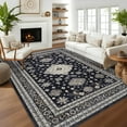 thumbnail image 2 of Hasoo Indoor Rug 5' x 7' Rugs for Living Room Vintage Floral Farmhouse Washable Non Slip Carpet for Bedroom, Black, 2 of 7