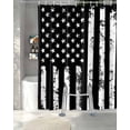 thumbnail image 3 of Split Shower Curtain for Transfer Bench, Black White Fabric Shower Curtains for Bathroom, Retro Stars Stripes Flag Shabby Chic Texture Tub Sliding Transfer Bench Waterproof Bath Curtains 72"x84", 3 of 9