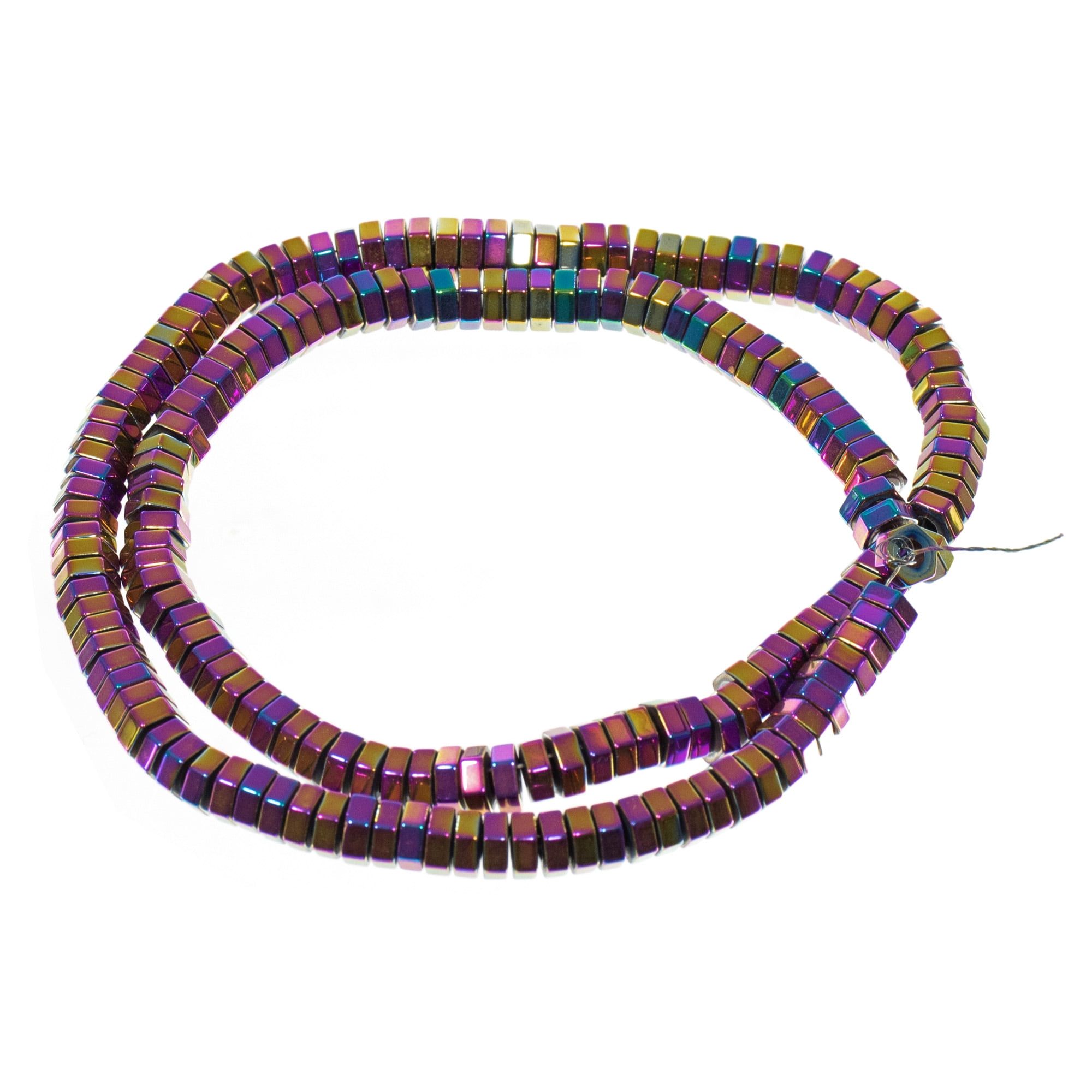 Heishi Rondelle Disc Metallic Coated Hematite Stone Spacer Beads 15"Assort Color 