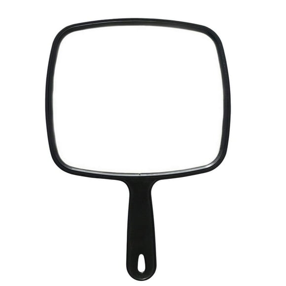 Hand Held Mirror Salon Barbers Hairdressers Paddle Mirror with Handle(Black)