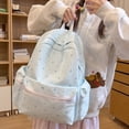 thumbnail image 6 of Floral School Backpack with Zippered Side Pocket, Multi-pocket Schoolbag, Waterproof Bookbag for Women College (Light Blue), 6 of 6