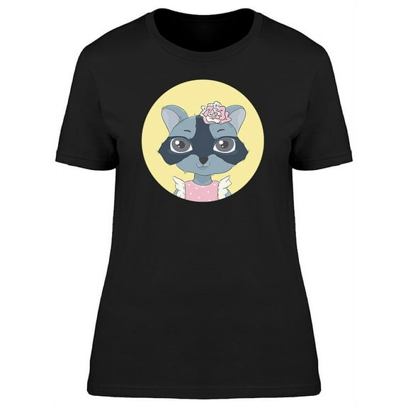 Girly Racoon With Flower Tee Women's -Image by Shutterstock