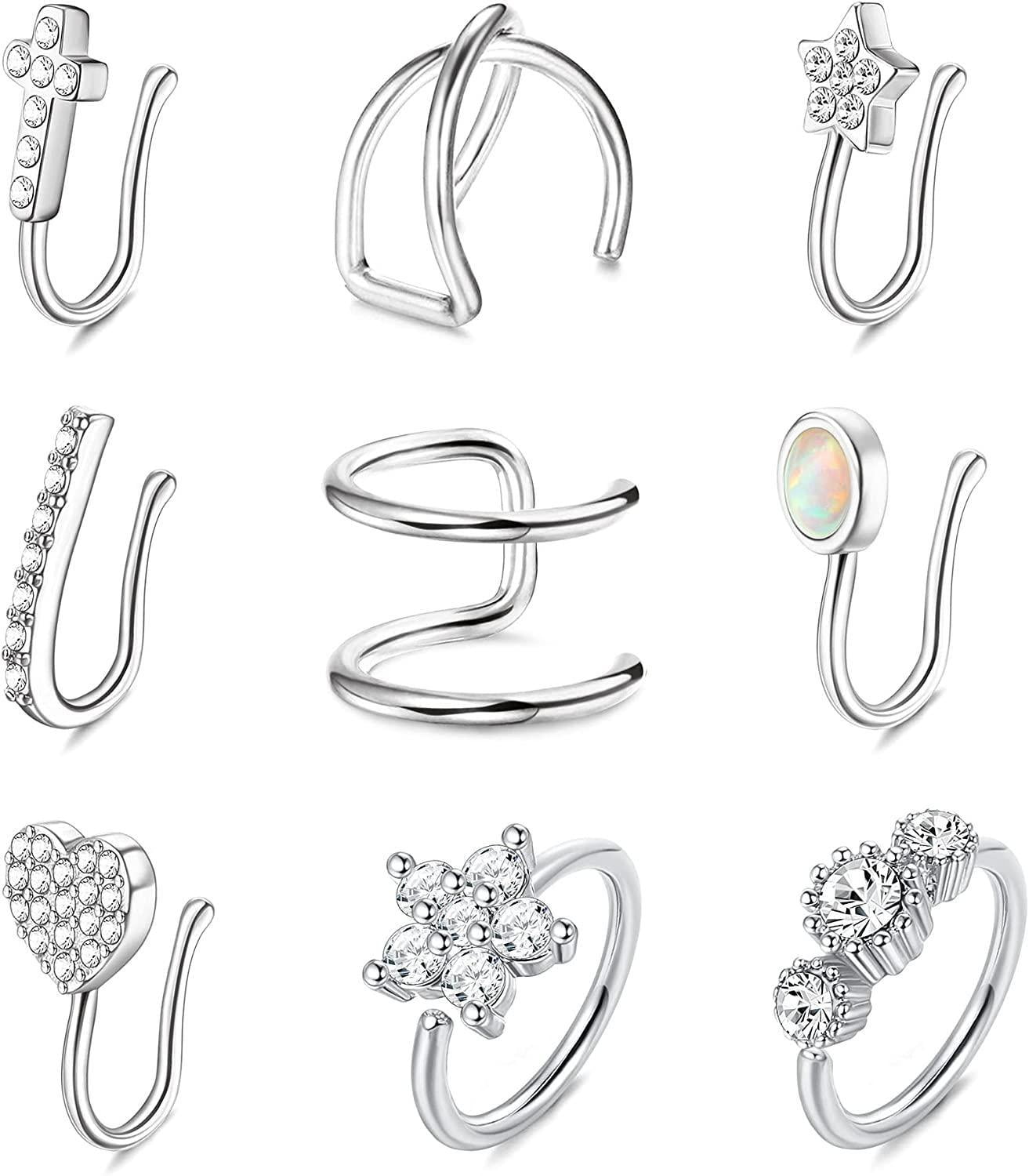 Mqlnutr Fake Nose Rings Adjustable Nose Cuff Non Piercing Nostril for