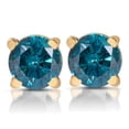 thumbnail image 1 of Puces en Diamants Bleus Traités 1/3 Ct en Or Jaune 14 Ct., 1 of 2