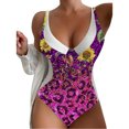 thumbnail image 1 of Aayomet Swimsuit Women Halter Backless Ruched Tummy Control Bathing Suit,Hot Pink XL, 1 of 4