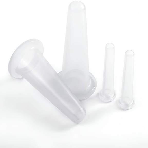 XIRQI 4Pcs Transparent Massage Cupping Set Silicone Mini Facial Cups Face Massager Helper Skin Care Neck Back Eyes Massaging Cup Safe to Use