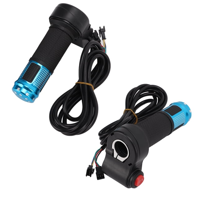 Electric Bike Throttle Handle, Wide Compatibility 6 Core Electric Bike Throttle Handle for Electric Bicycle Gold,Silver,Blue,Red
