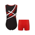 thumbnail image 2 of Jizyo Kids Sleeveless Patchwork Ballet Bodysuit with Athletic Shorts Set Gymnastic Yoga Outfit Ice Red 6, 2 of 5
