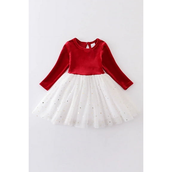 Honeydew Red velvet sparkling girls dress