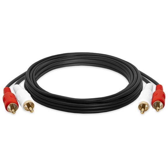 2 RCA to 2 RCA Cables 5ft, Male to Male RCA Cable Stereo Audio Speaker Cable RCA Red and White Cables Double RCA Subwoofer Cable for Car Stereo, Marine Audio, Audio Mixer Amplifier