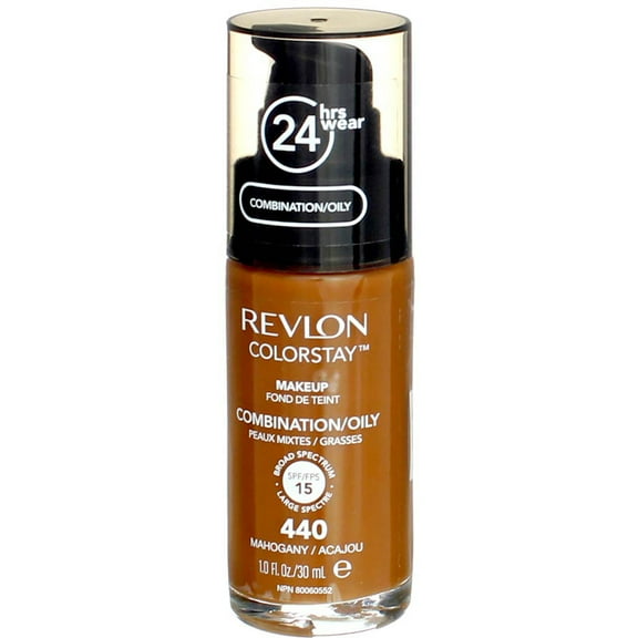 Revlon ColorStay Makeup Foundation For Combination Oily Skin, Mahogany 440, SPF 15, 1 fl oz (2 Pack)