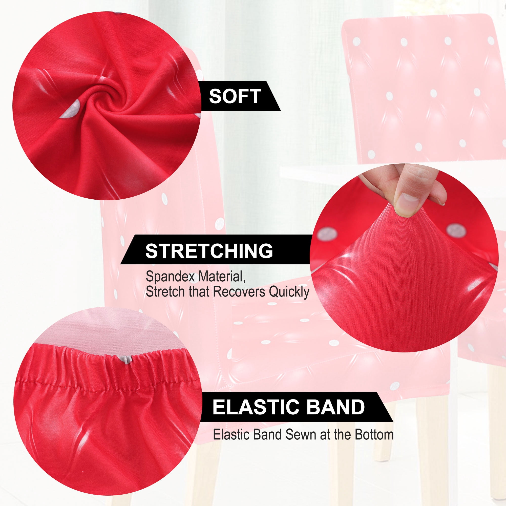 Unique Bargains Stretch Polyester Washable Dining Chair Covers Slipcovers Red 6 Pcs