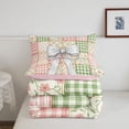 thumbnail image 5 of Manfei Patchwork Plaid Bow Full Size Comforter Sets,Floral Stitch Bedding Comforter Set,Pink Reversible,3 Pieces,1 Comforter and 2 Pillowcases, 5 of 7
