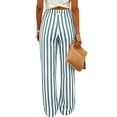 thumbnail image 3 of Favoffer Women's Straight Leg Pants Stripe Solid Color Pocket Button Waist Loose Casual Long Trousers Lightweight Bottom for Commute Outdoor Walking, 3 of 9