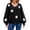 Black 1, variant on Women's V Neck Cable Knit Sweater Snowflake Appliques Lantern Sleeve Oversized Pullover Tops