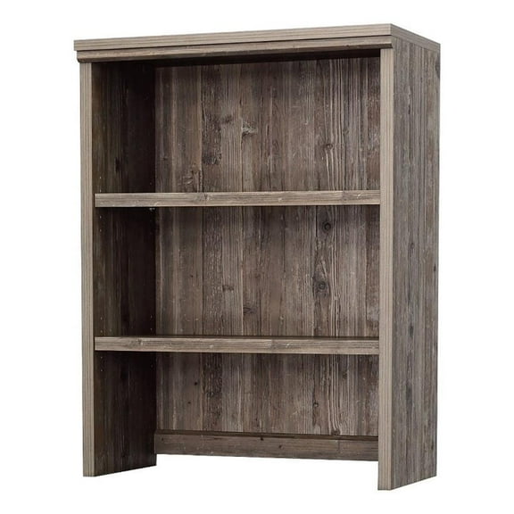 Pemberly Row Engineered Wood Library Hutch in Pebble Pine / Brown Finish